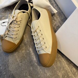 Sandro Cream and Brown Sneakers with Minimalist Design